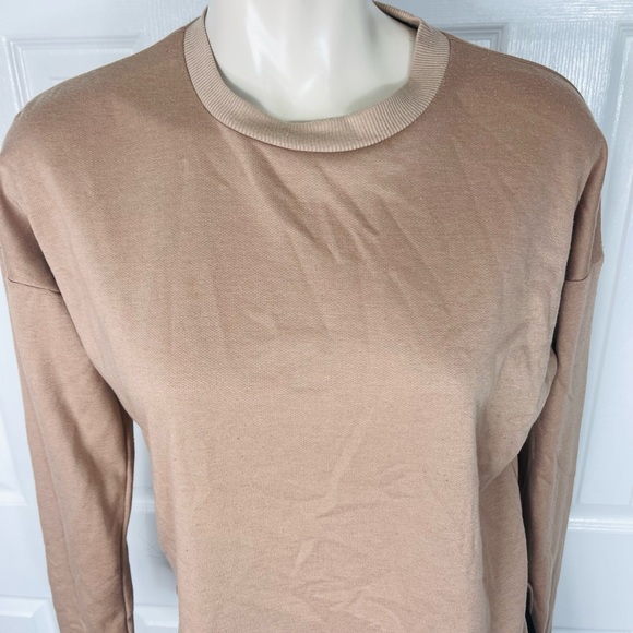 FOREVER 21 top solid pullover long sleeve sweatshirt mocha tan XS - Picture 2 of 7